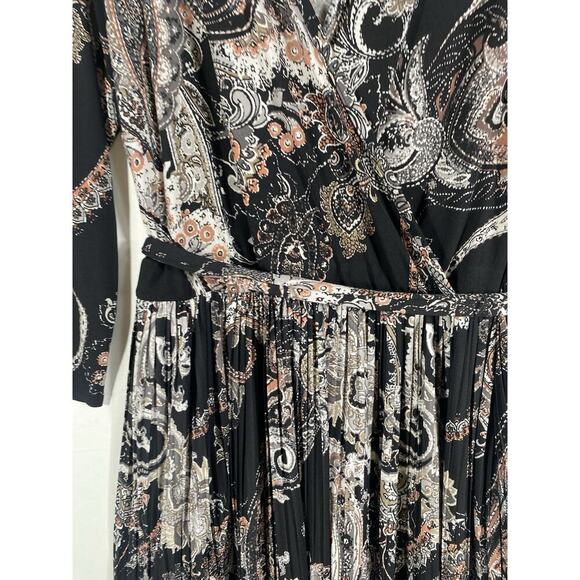 Cato Wrap Dress Size 14/16W 1X Black Paisley Print Stretch Knit Whimsigoth Boho - Picture 4 of 12